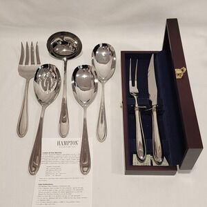 Hampton Silversmiths 18/10 Stainless Steel Serving Set 7pc Ladle Carving Boxed